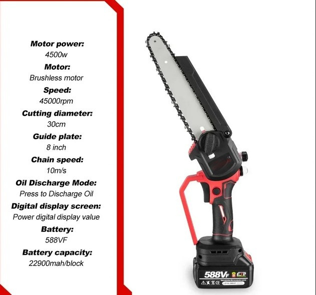 Akumulátorová 20 cm reťazová píla s mazaním reťaze - 2