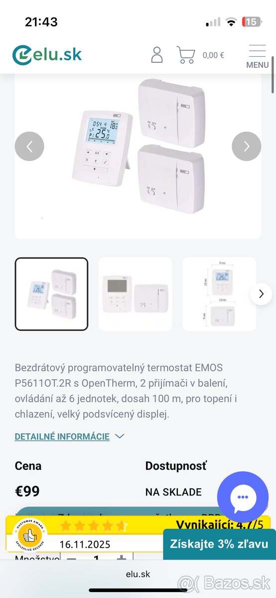 Predám Bez drotovy Termostat Emos top stave - 2