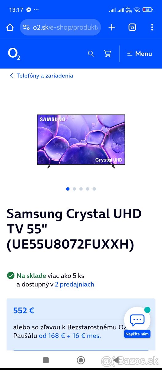 Predám nový, nerozbalený Samsung 55" 4K LED UHD Smart TV (U - 2