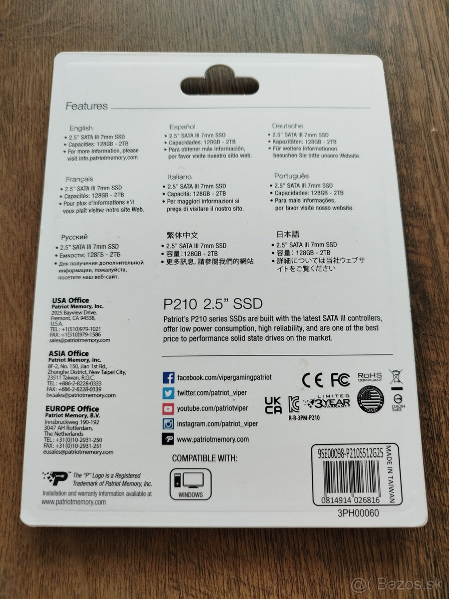 2.5" SSD Patriot P210 - 512GB - 2