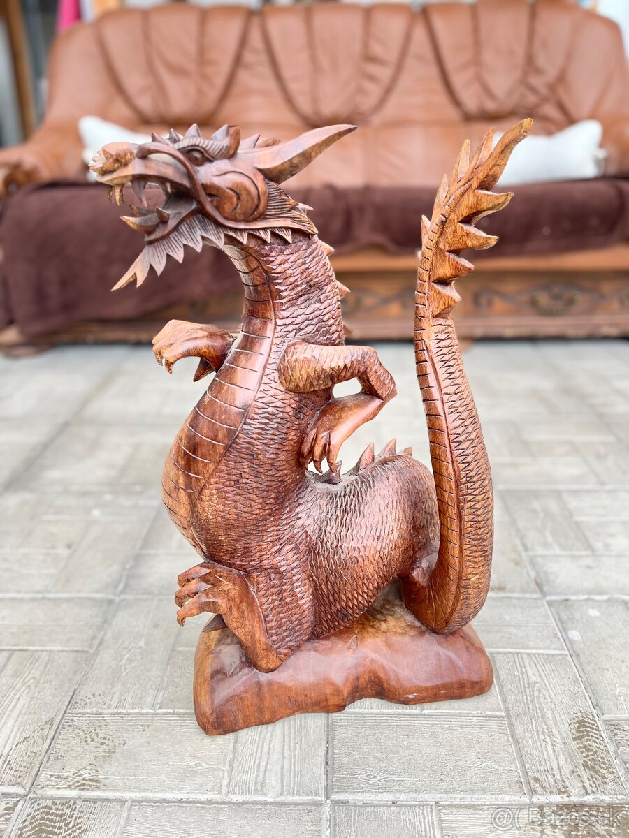 Vyrezávaný drevený drak 60cm - 2