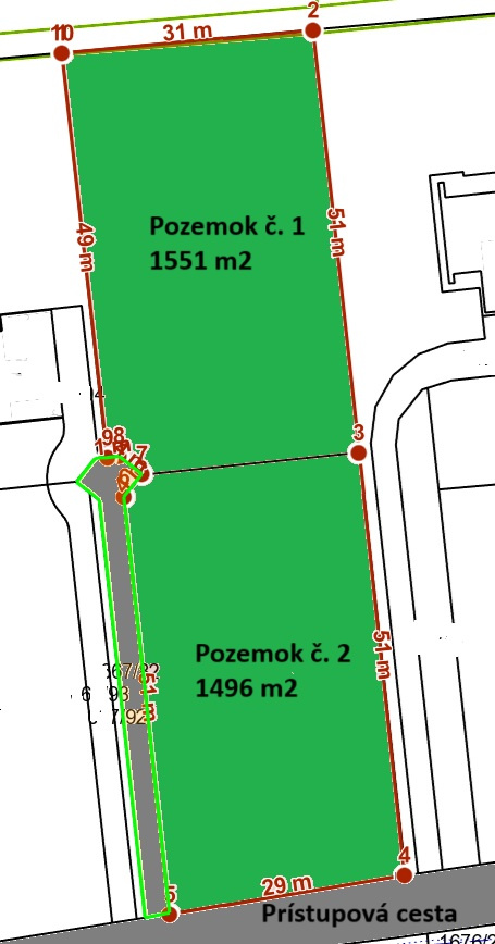 Lukratívny POZEMOK č. 2 na RD, 1496 m2, Partizánske - 2