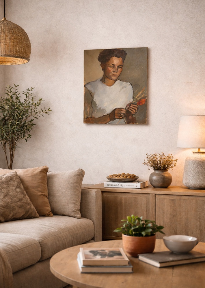 Olejomaľba - Katalánska škola - Žena s klasmi - 2