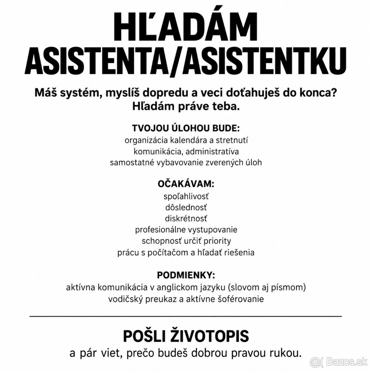 HĽADÁM ASISTENTA/ASISTENTKU - 2