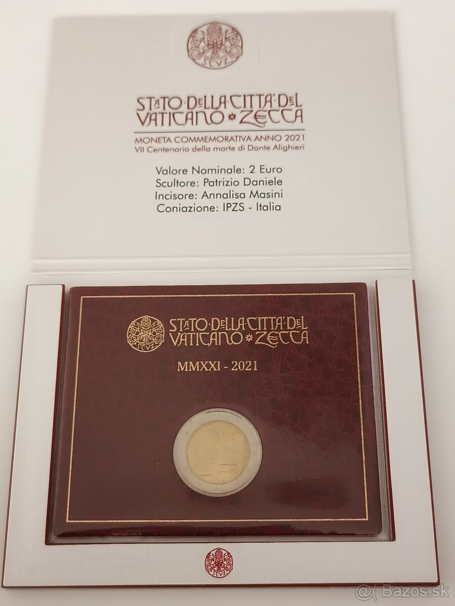 Vatikán 2021 Dante 2€, euro - 2