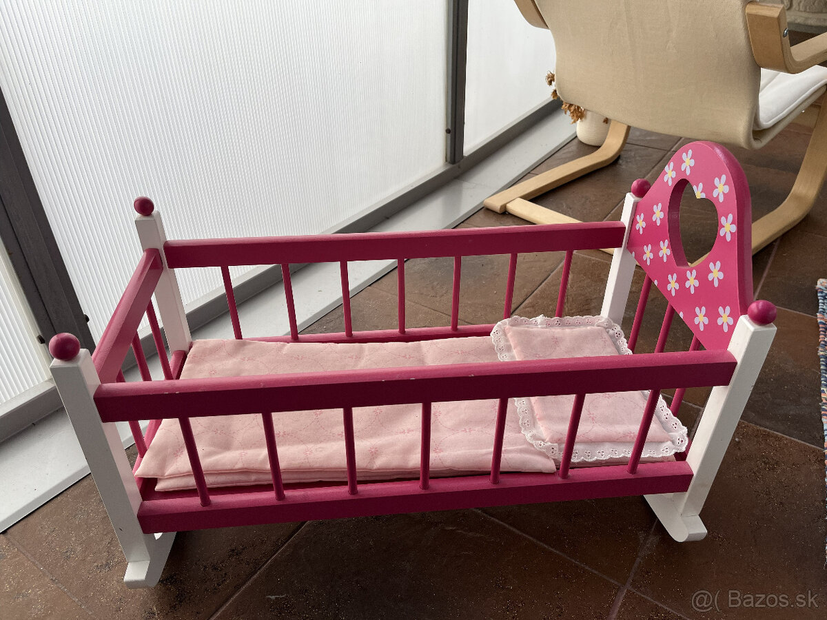 Kolíska pre bábiky, drevená - 2