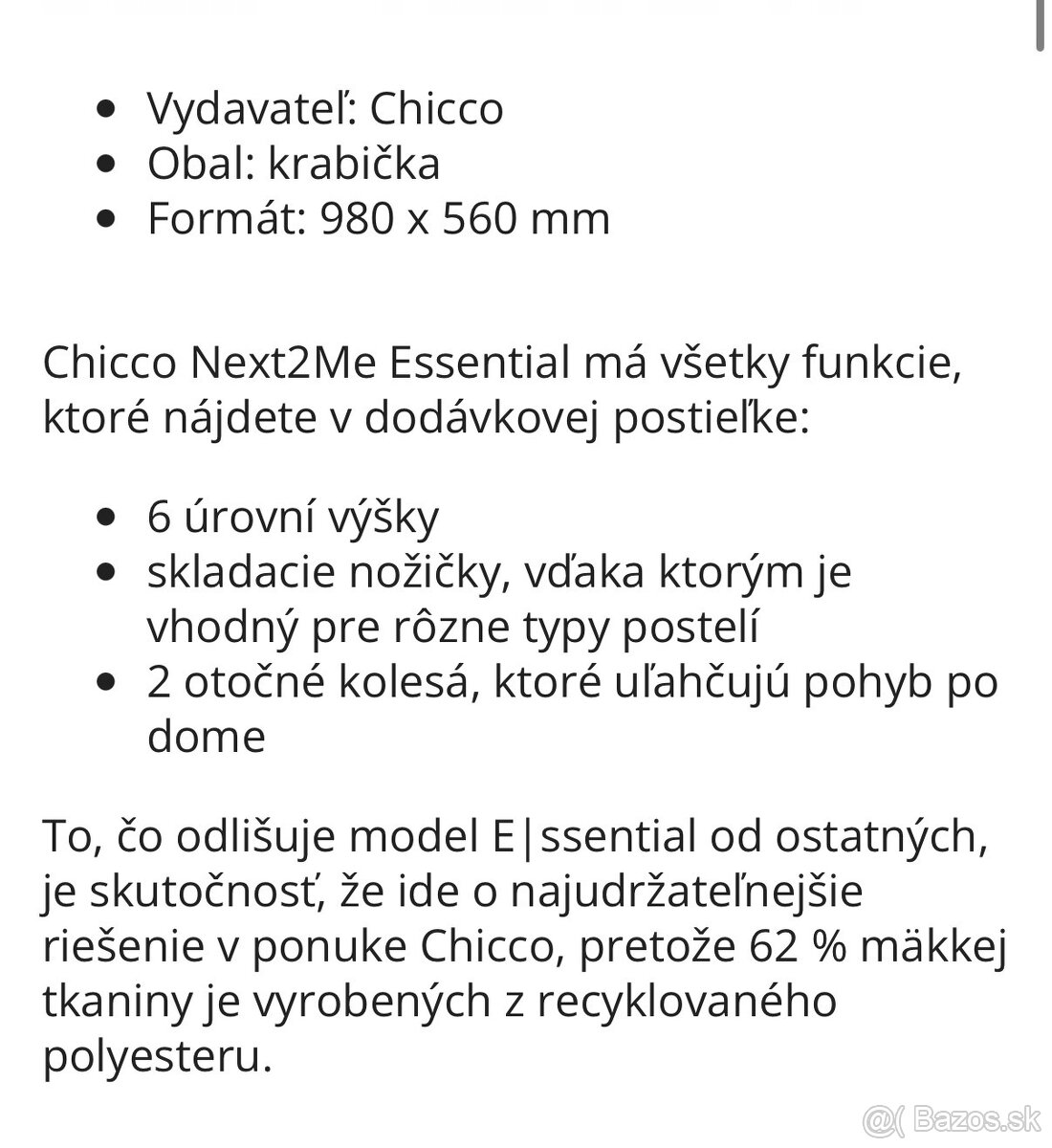 Detska postieľka chicco next essential - 2