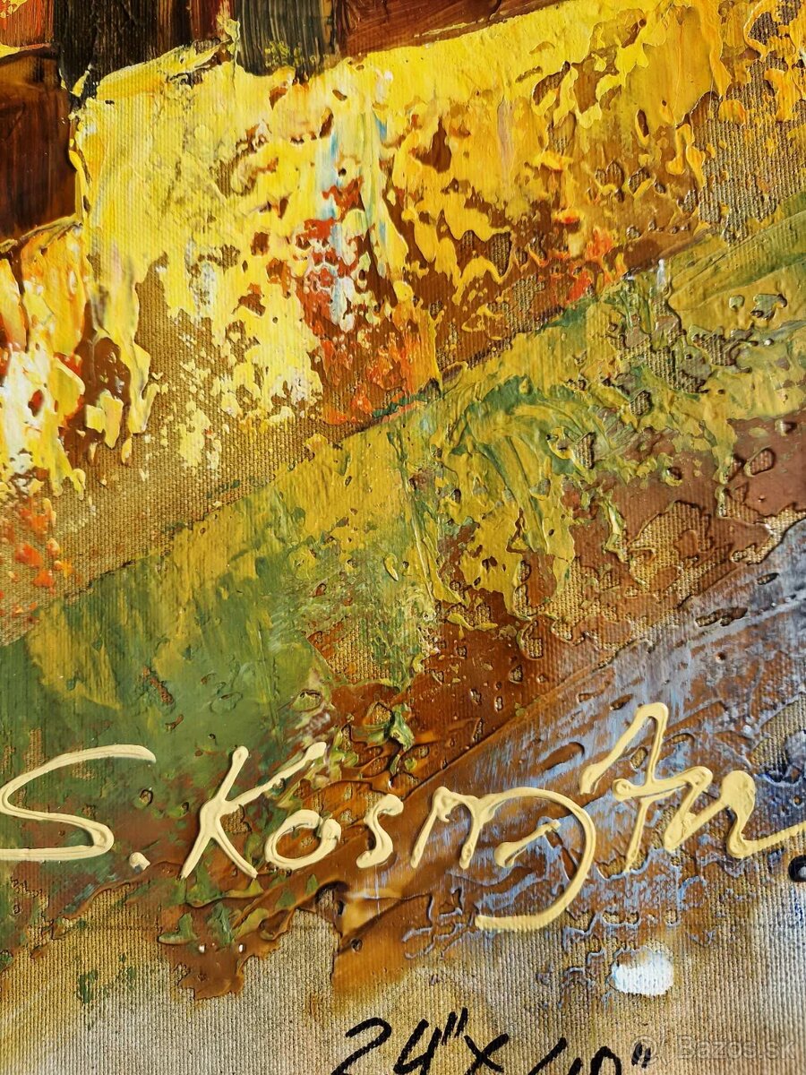 SHAUL KOSMAN - City in the rain (olejomalba) Expresionizmus - 2