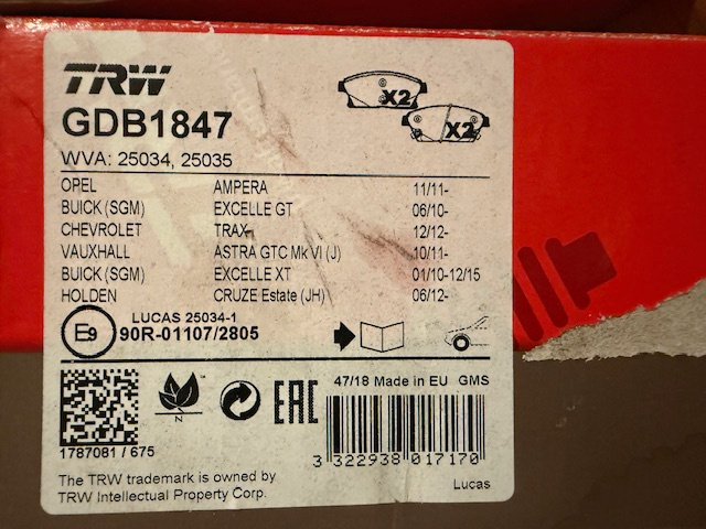 Brzdové platničky nové TRW GDB1847 COTEC - 2