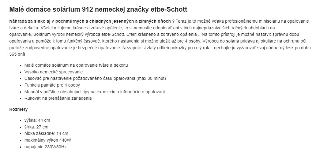 Efbe Schott 912 - domáce solárium - 2