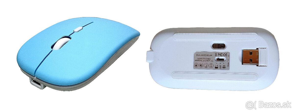 Bezdrôtová nabíjateľná bluetooth myš - svetlomodrá - 2