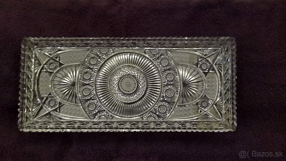 Krištáľová ručne brúsená tácka - 2