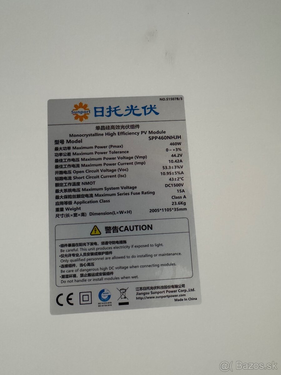 solárny panel Sunport 460W – monokryštalický - 2