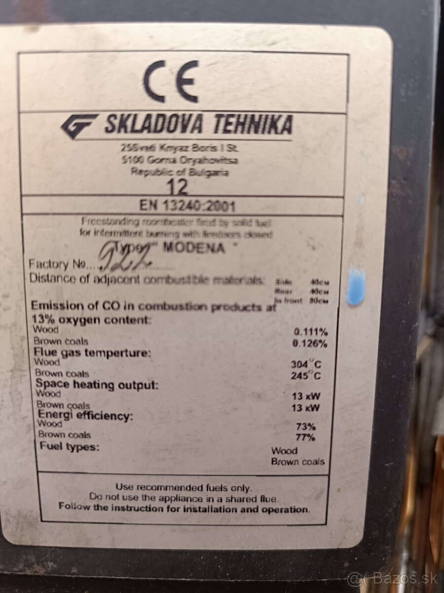 Predám krbovu pec 13kw - 2