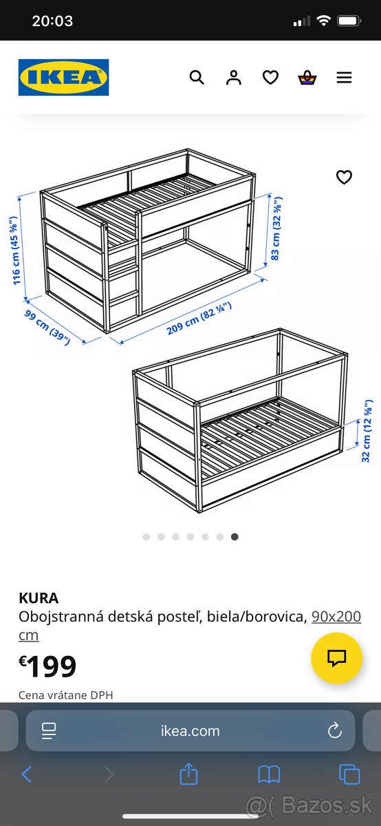 Poschodova postel Ikea KURA - 2