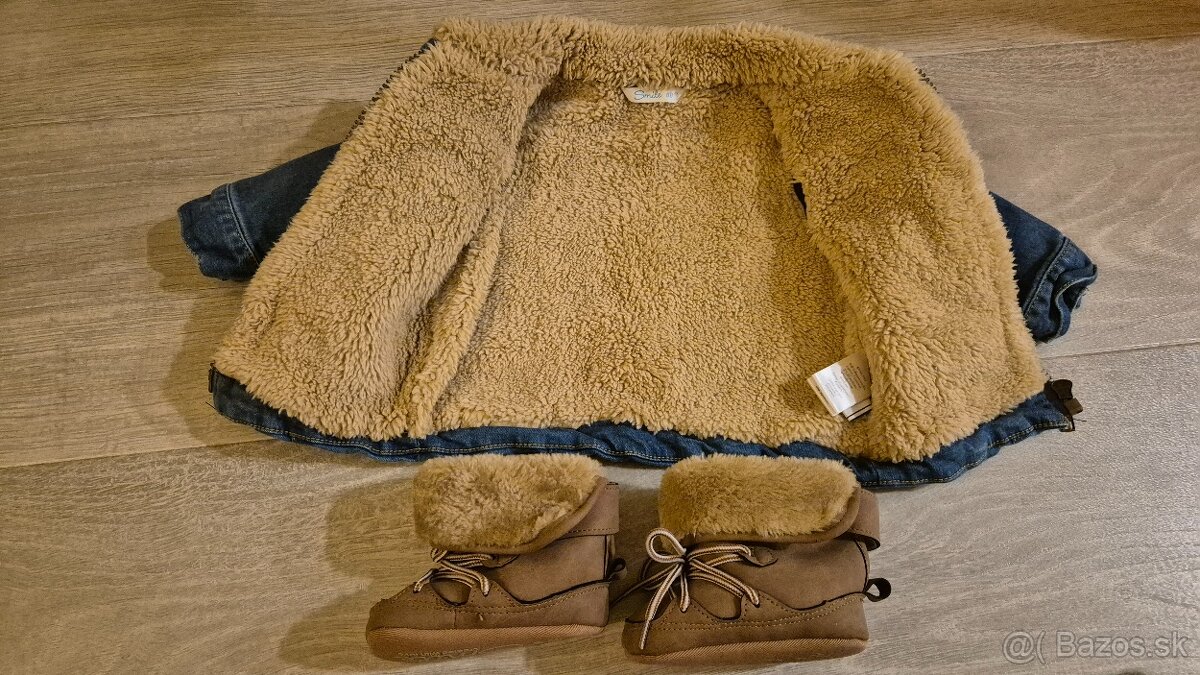 Set capačky č.20 + kožušinová riflová bundička v.68 - 2