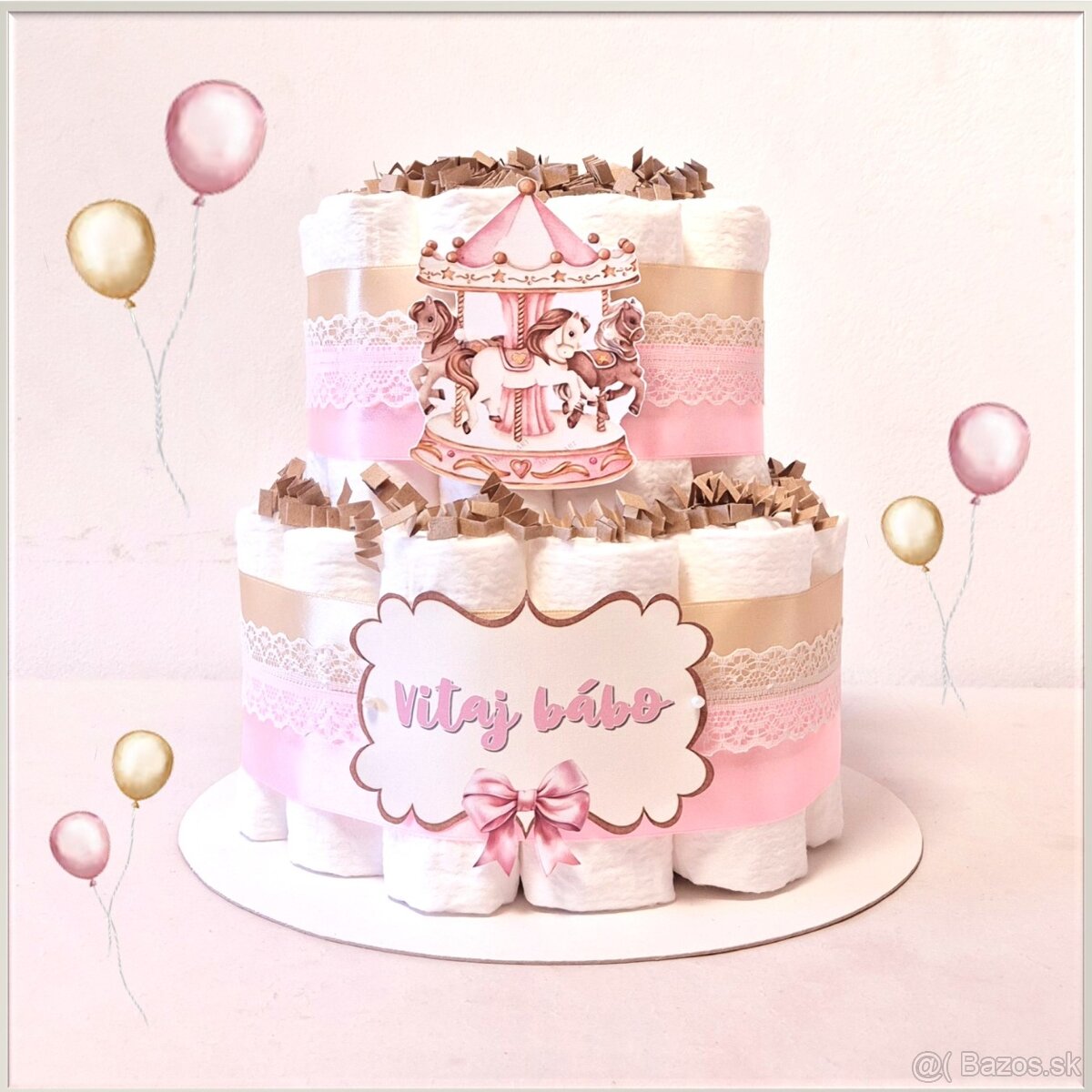 Plienková torta RUŽOVÝ KOLOTOČ - 2