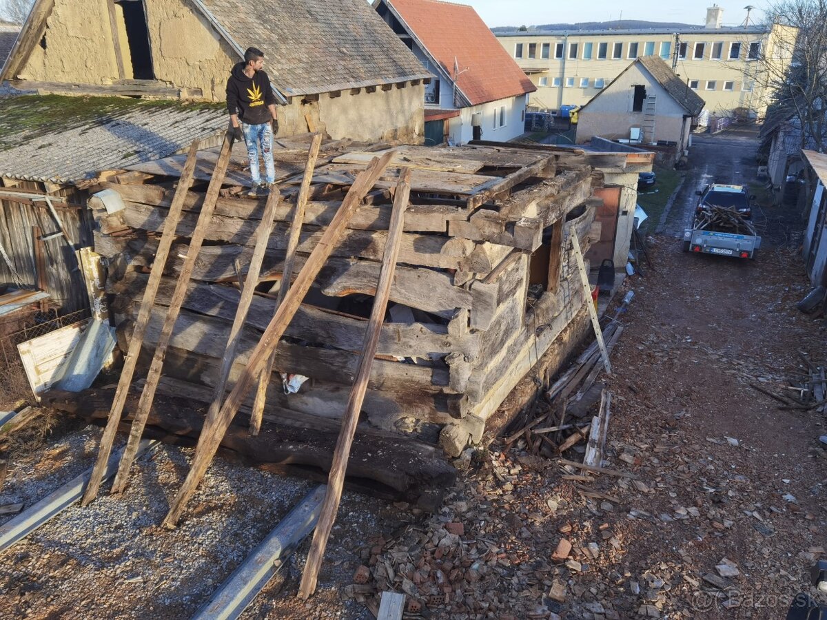 Dubové ručne kresané hranoly z drevenice - 2