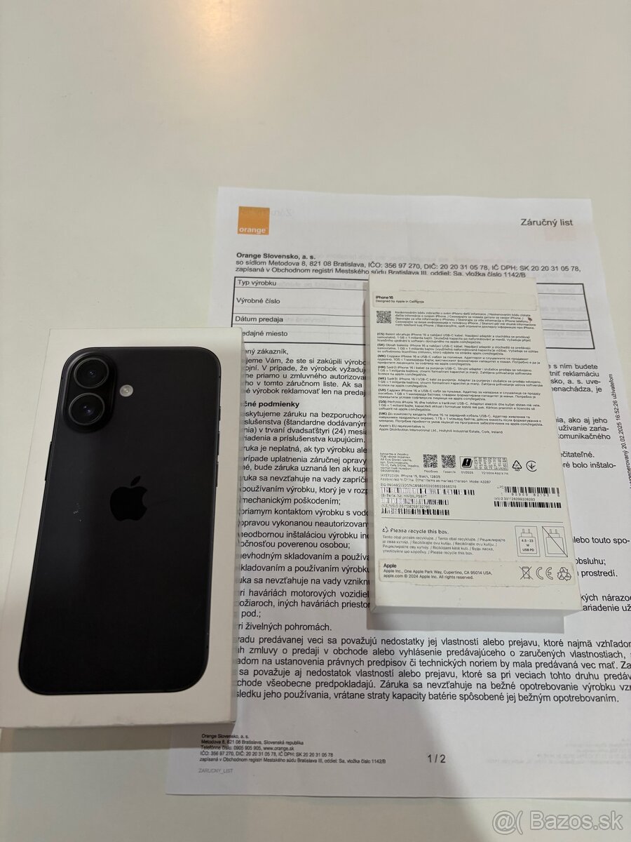 Predám Iphone 16 128gb black - 2
