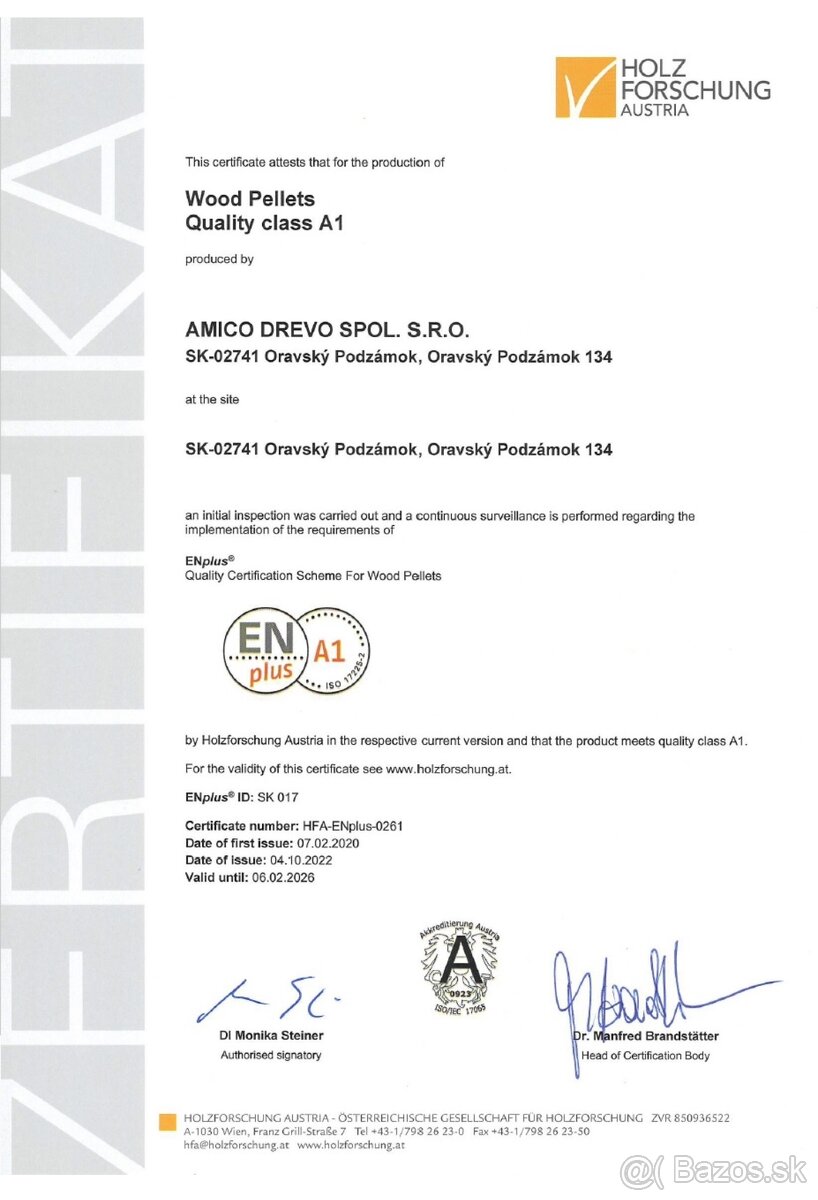 Peletky TOP kvalita A1 ENplus® - 2