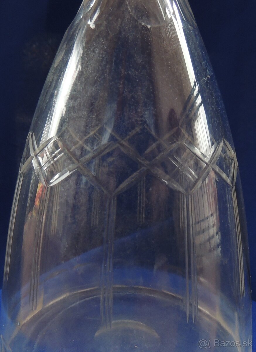 Karafa na víno sklo kryštálové brúsene Art Deco - 2