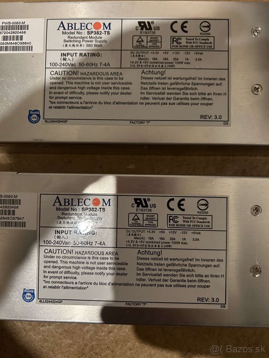 napajacie redundantne serverove zdroje zn. Ablecom - 2
