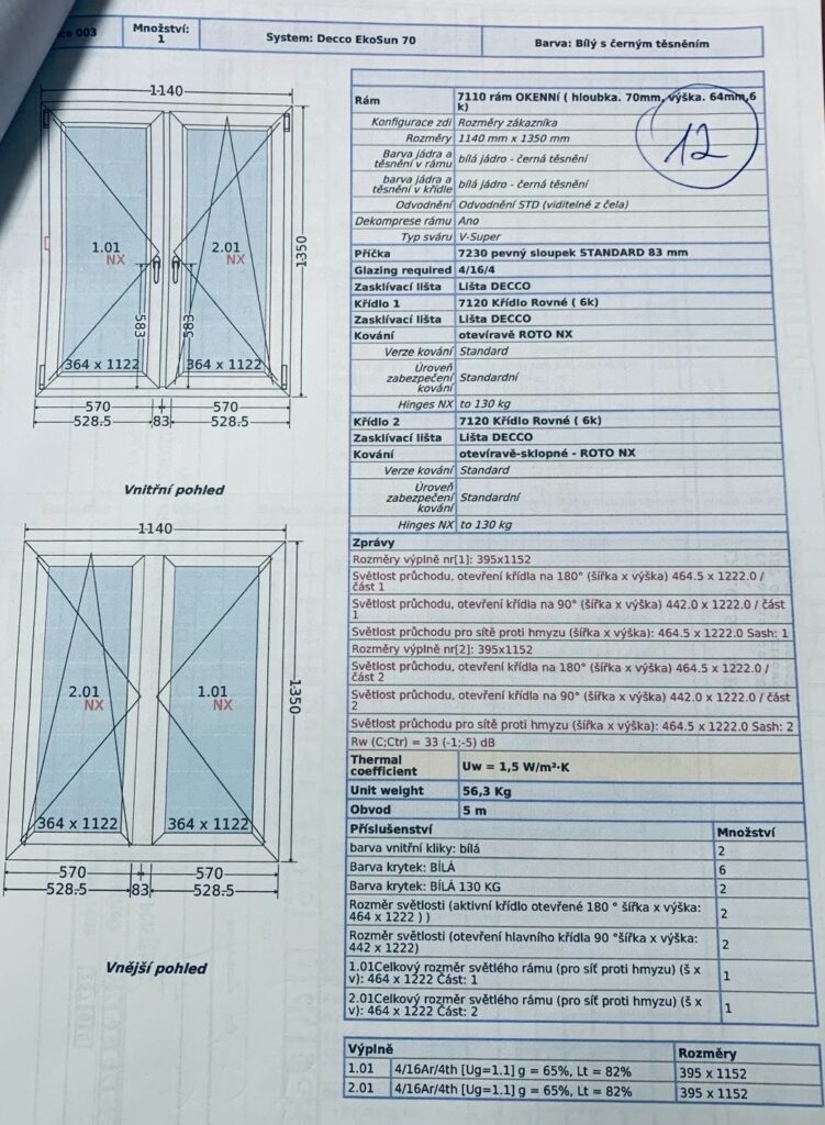 Plastové okno 1140 x 1350 mm - 2