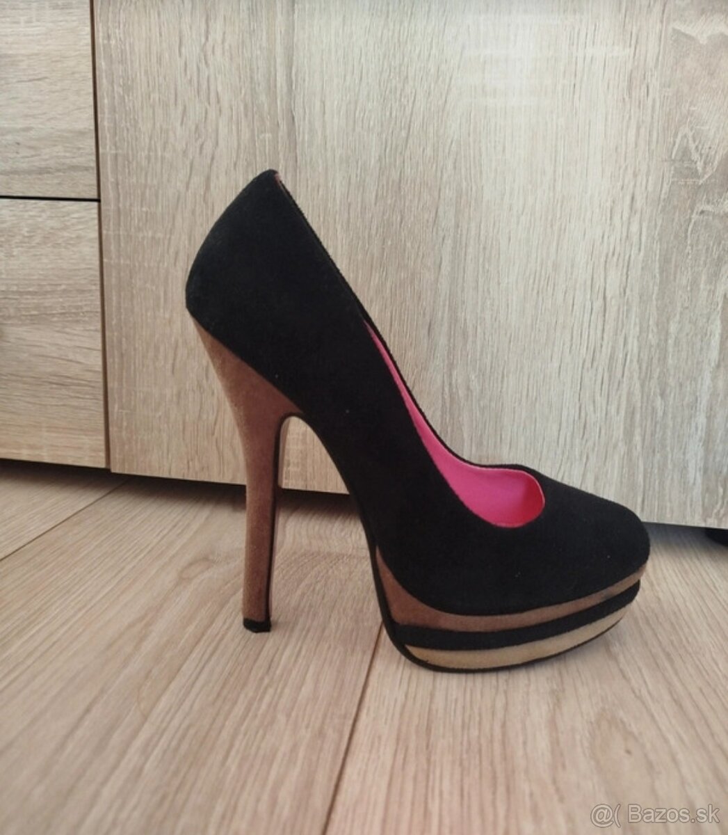 Čierne semišové lodičky 36 - 2