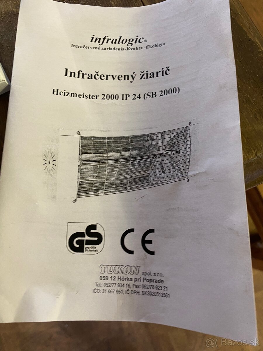 Infračervený žiarič Heizmeister 2000 IP 24 - NOVÝ - 2