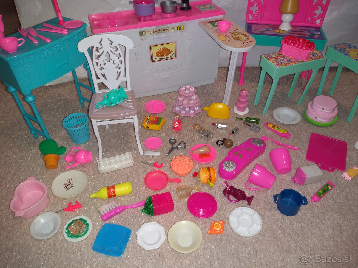 nábytok pre bábiky barbie rúž špirála šálky krém zubná kefka - 2