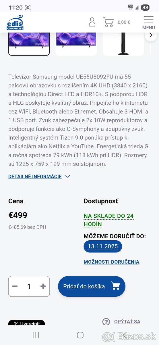 Samsung crystal uhd55" - 2