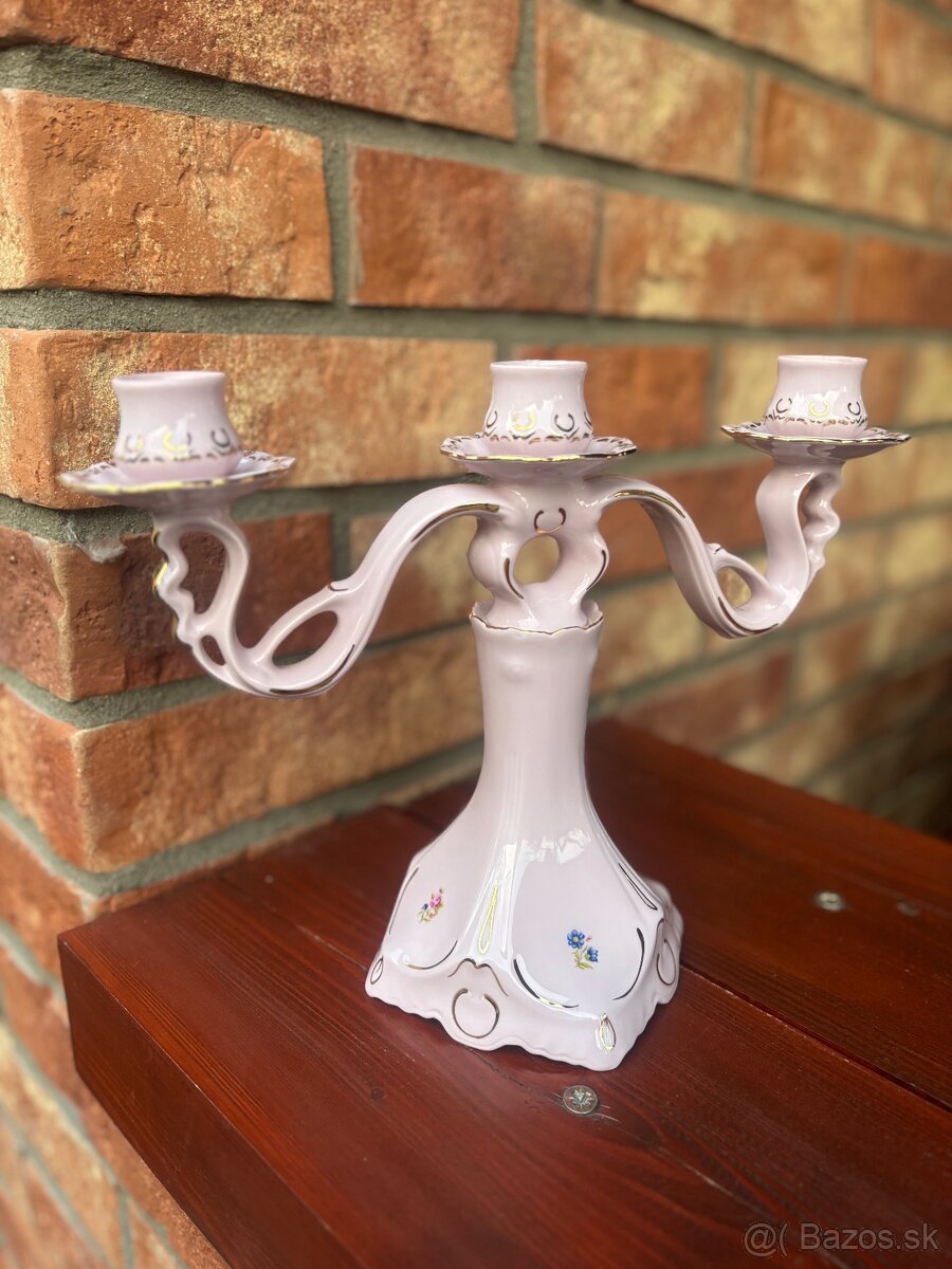Ruzovy porcelan Chodov svietnik - 2