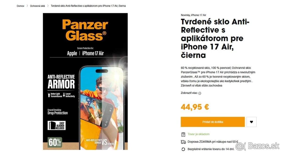 Tvrdené sklo Anti-Reflective s aplikátorom pre iPhone 17 Air - 2