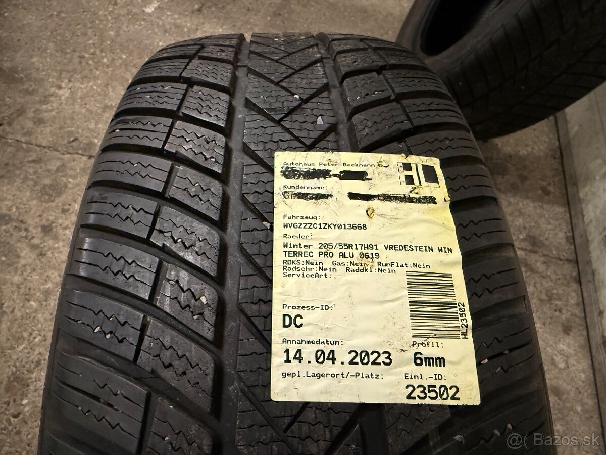 205/55 R17 zimné Vredestein 6mm - 2ks - 2