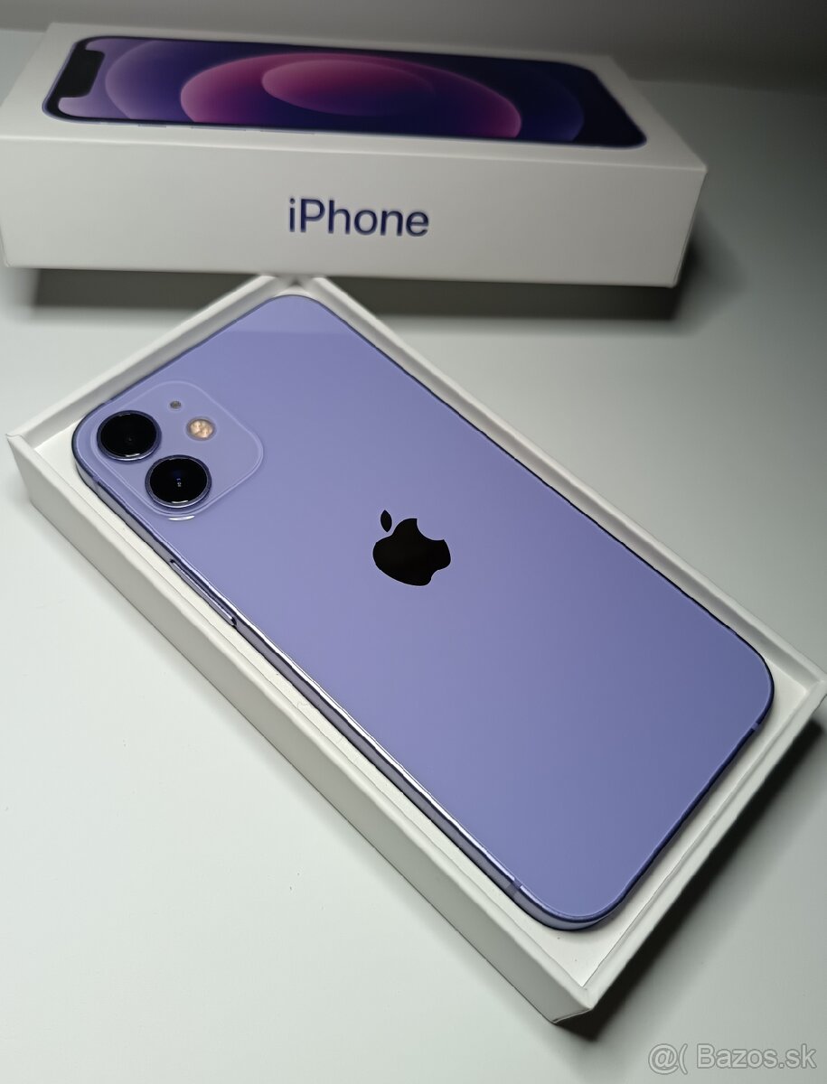 Iphone 12 mini fialový 64gb,TOP PONUKA, NOVÁ BAT.100% - 2