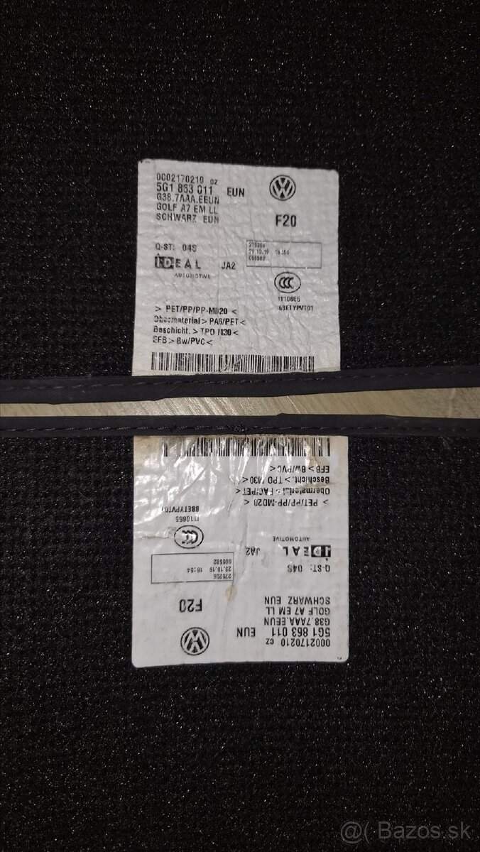 Koberce VW GOLF 7 Originál - 2