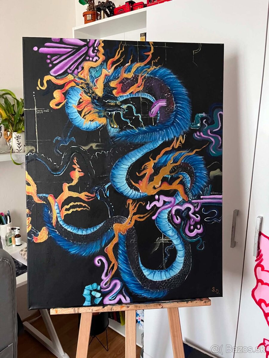 Originálna olejomaľba – Drak | 80 × 60 cm - 2