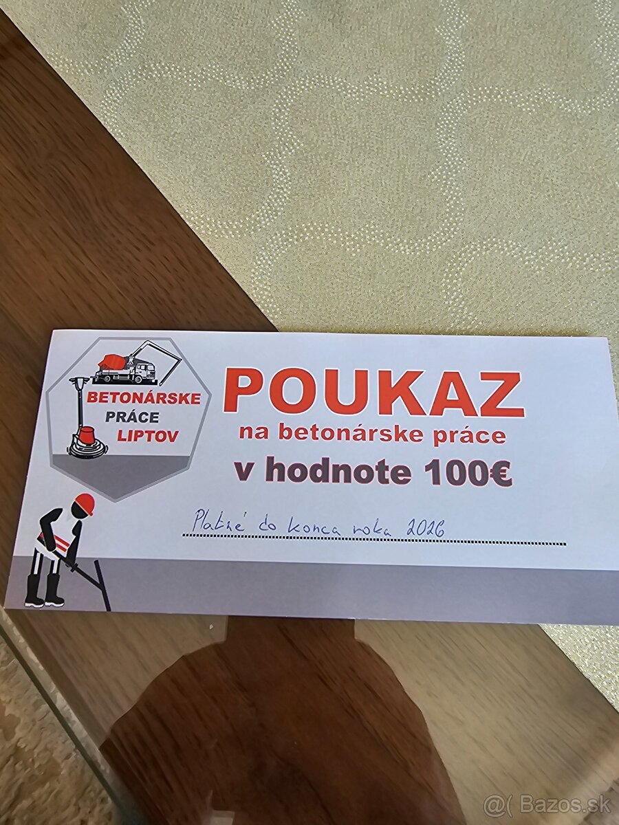 Poukážka na betonárske práce - 2