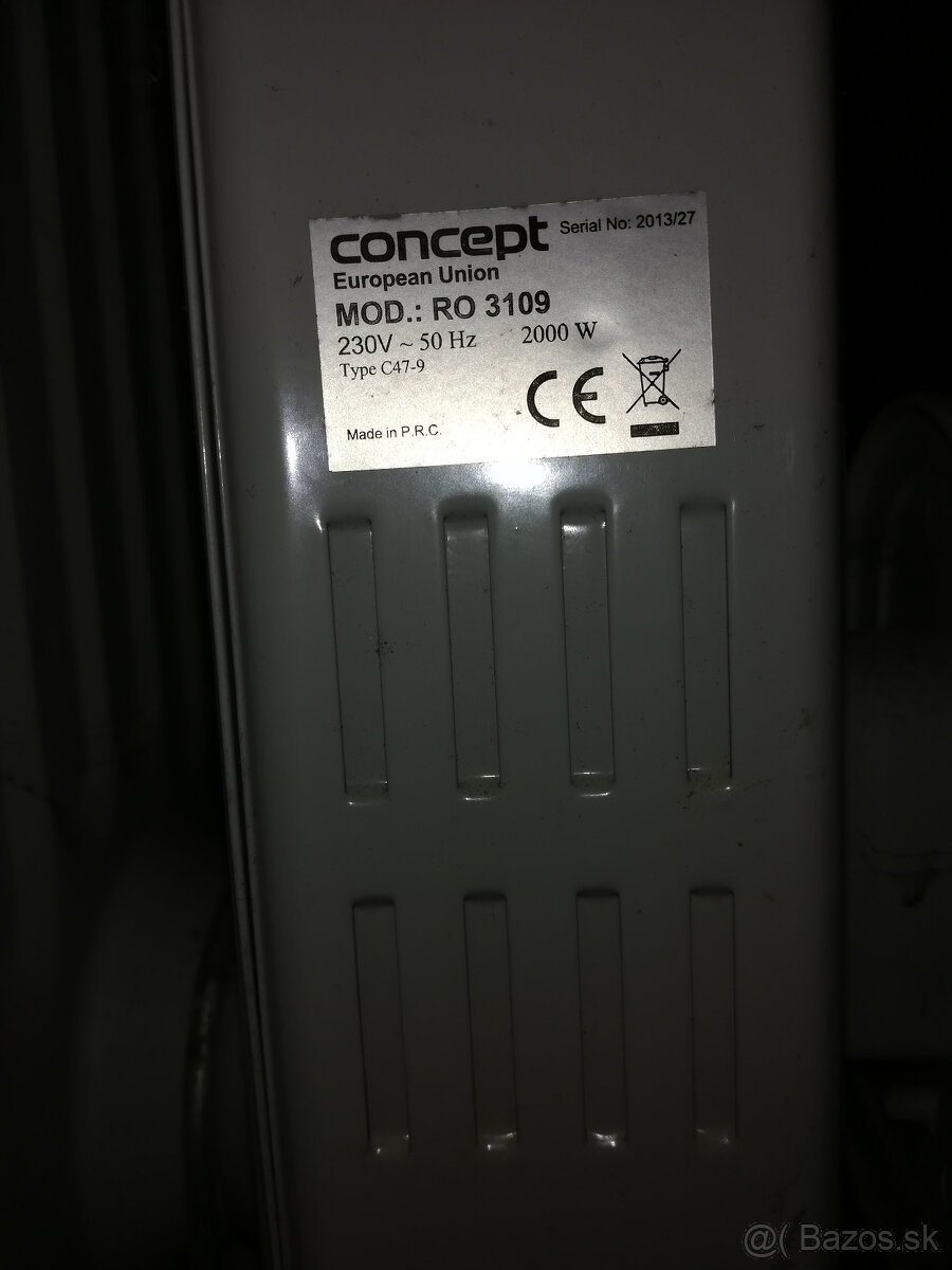 Predám olejový radiátor Concept 2000 W - 2