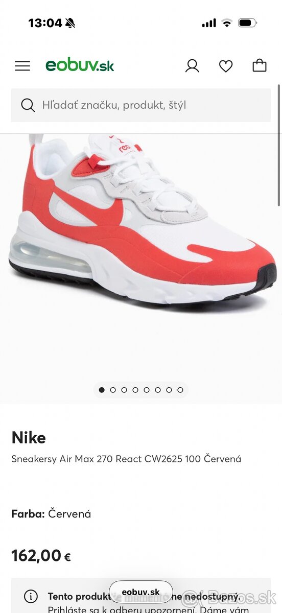 Nike Air Max 270 react white university red 42,5 - 2