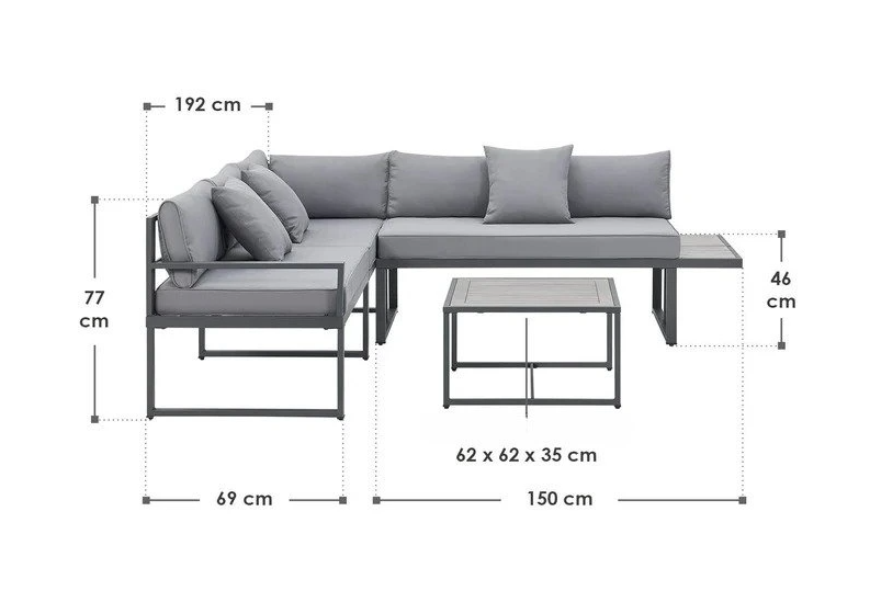 Záhradná kovová zostava St Tropez antracit a sivé podušky - 2