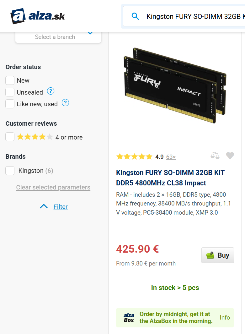 RAM Kingston FURY Impact 32 GB DDR5 (SO-DIMM) - 2