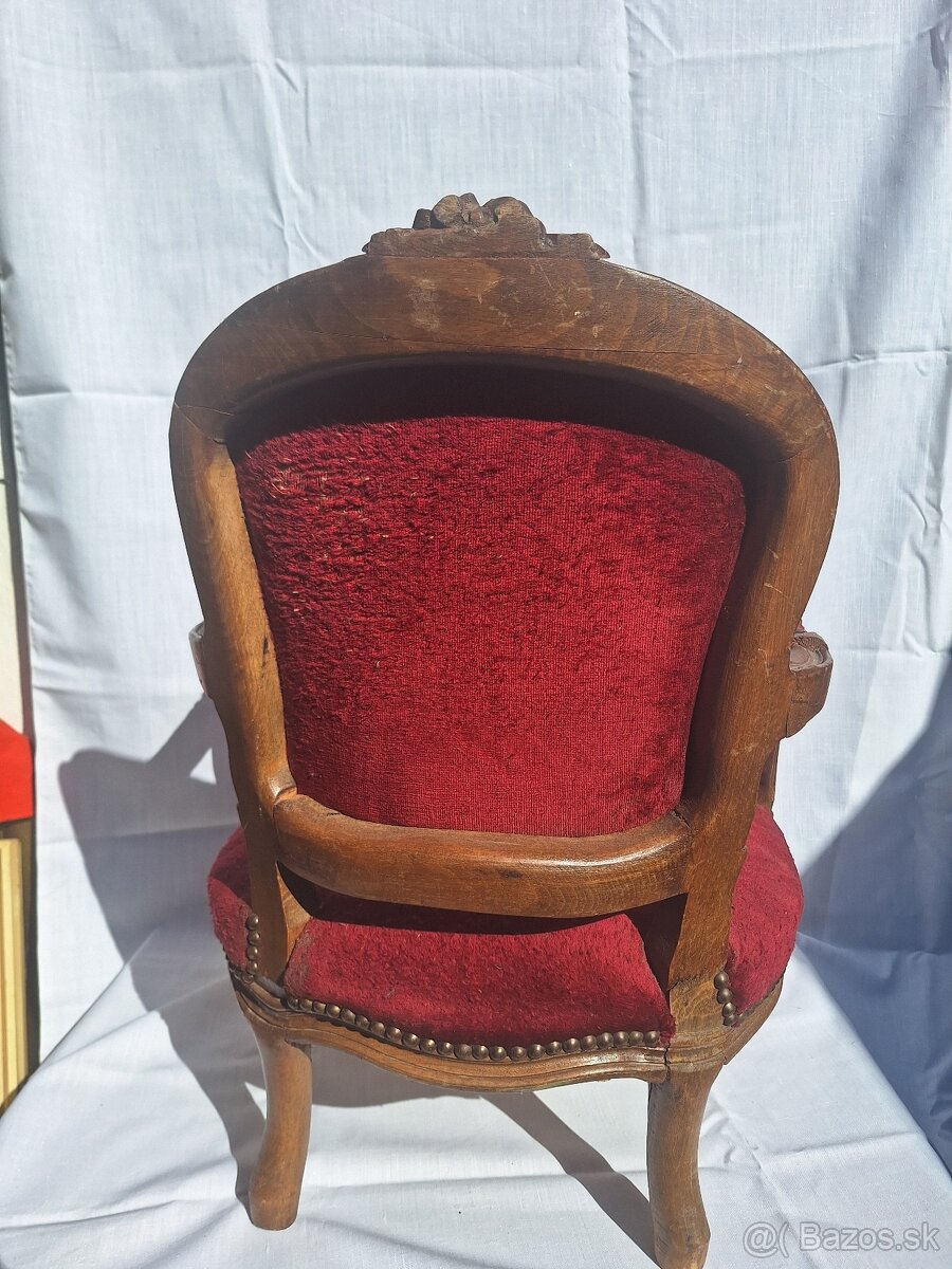 Detská starožitná zamatová stolička - 2