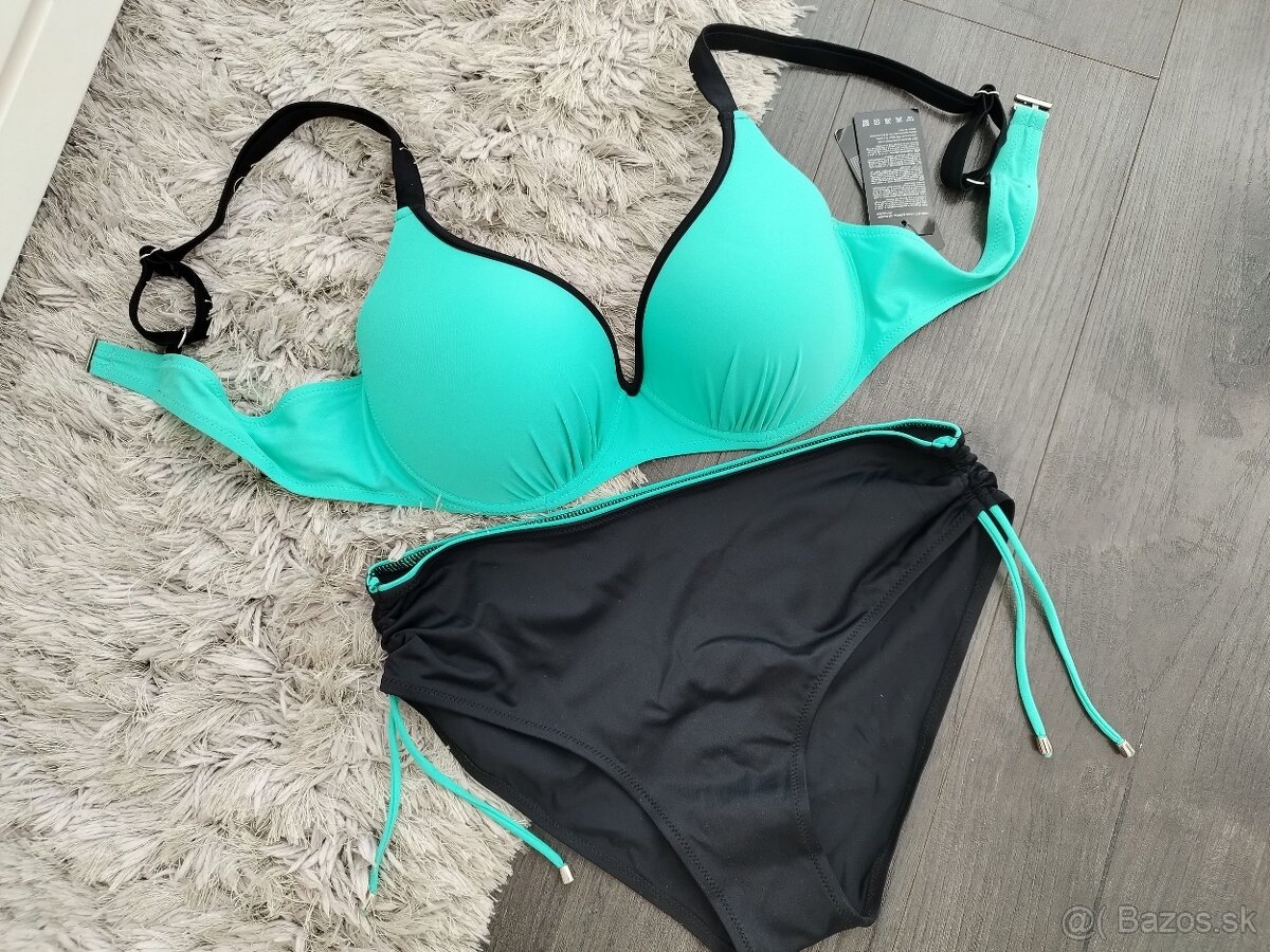 Dvojdielne plavky pre plnoštíhle. XL,4XL,5XL. Mätovo čierne - 2