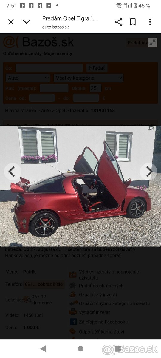 Predám Opel tigra 1.6 benzín - 2