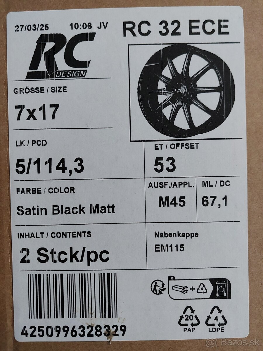 Disky R17x7 5x114,3 ET53 67,1mm - 2