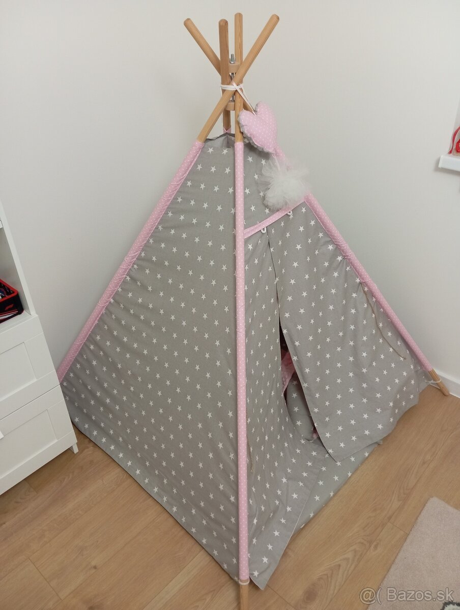 Detský teepee stan Zvieratká ružová - 2