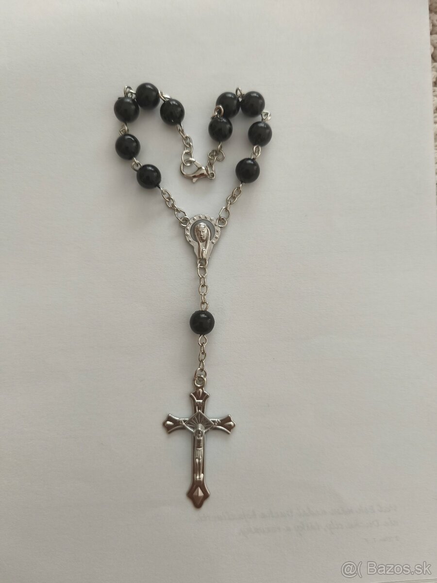 Ruženec na zapínanie (napr. do auta) - čierny - 2