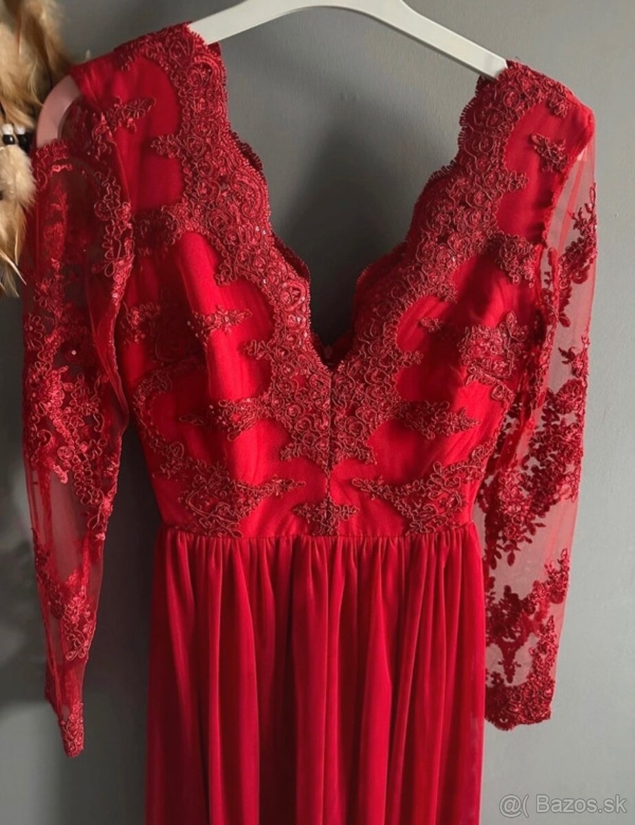 Červené spoločenské šaty 36/S - 2