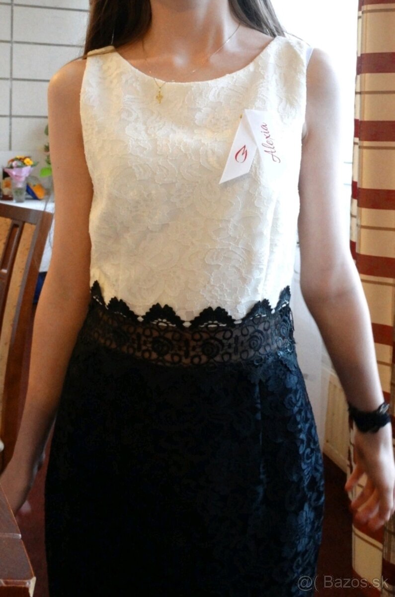 Elegantné Šaty čierno biele - 2